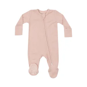 2-Way Zipper Footie - Ribbed Pale Blush by Angel Dear