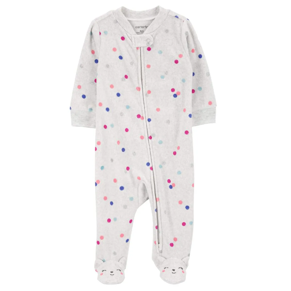 Baby Girls' 1-Piece Sprinkle Dot Fleece Deer Footie Pajamas