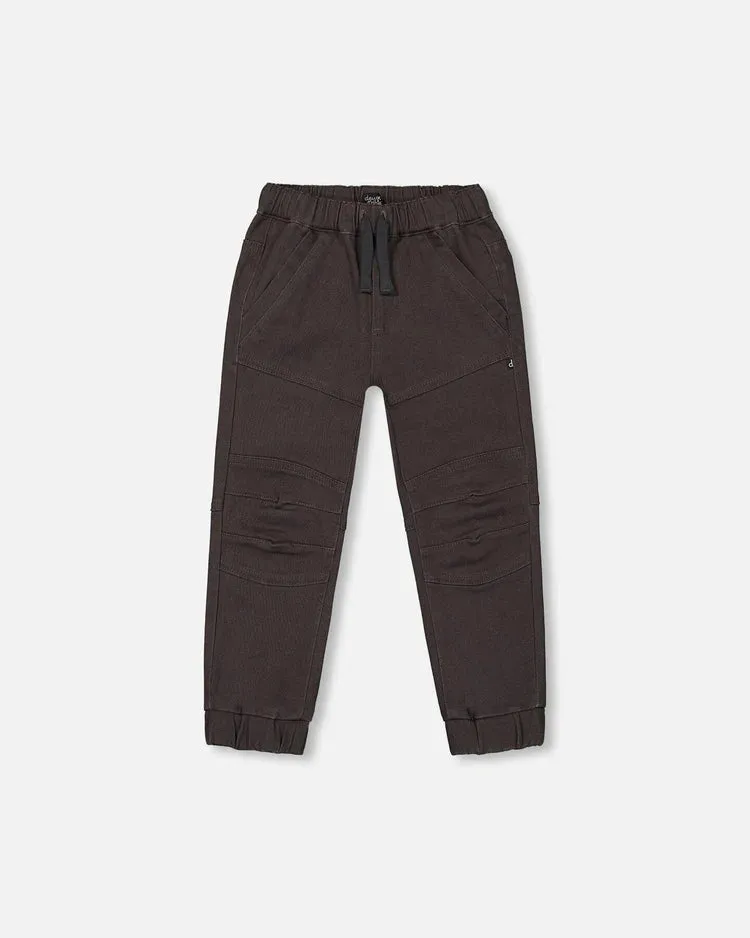 Deux Par Deux Stretch Twill Jogger Pants - Ebony Grey