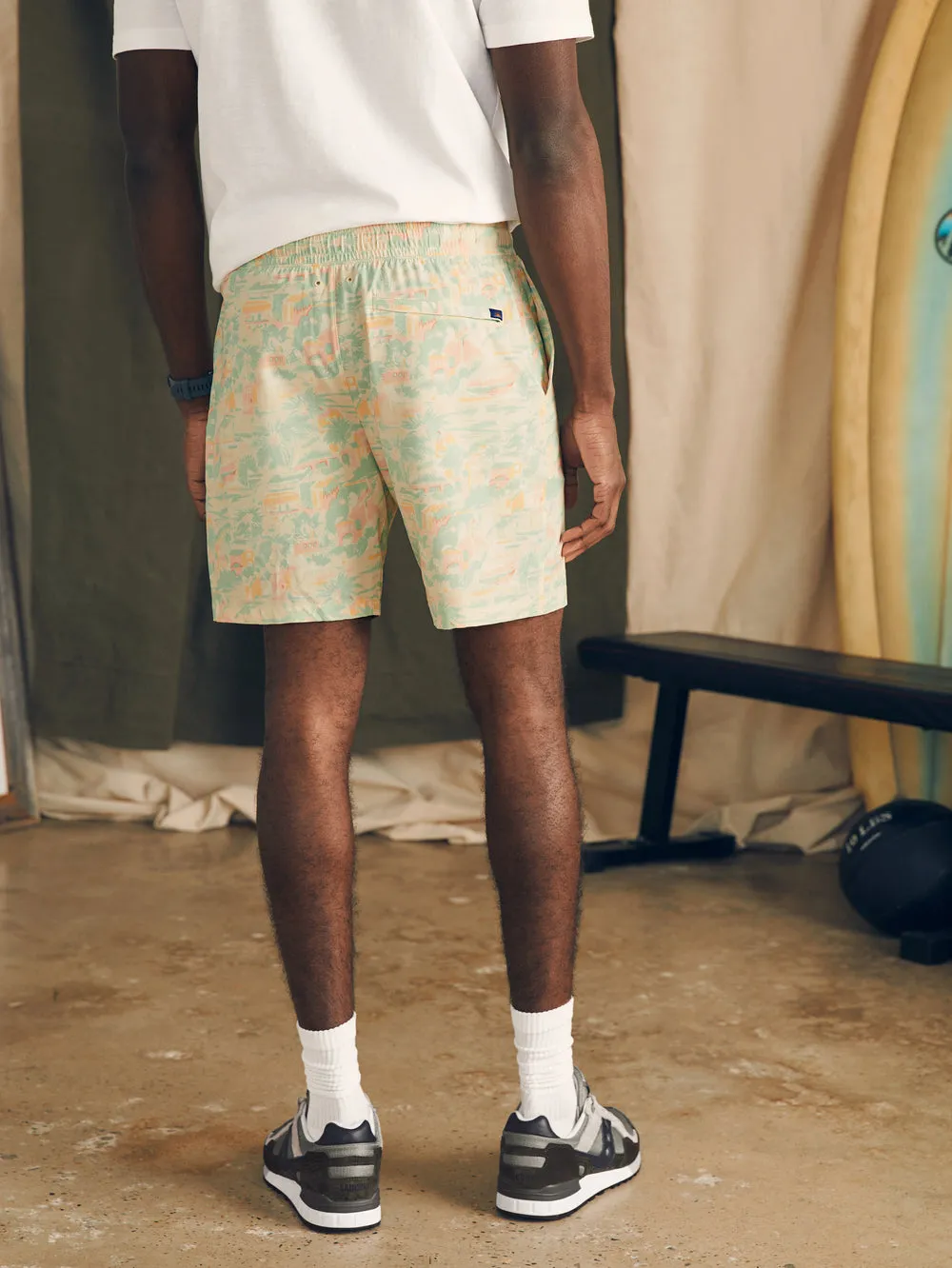 Faherty Shorelite Active Short 7" Inseam in Sunwashed Keywest
