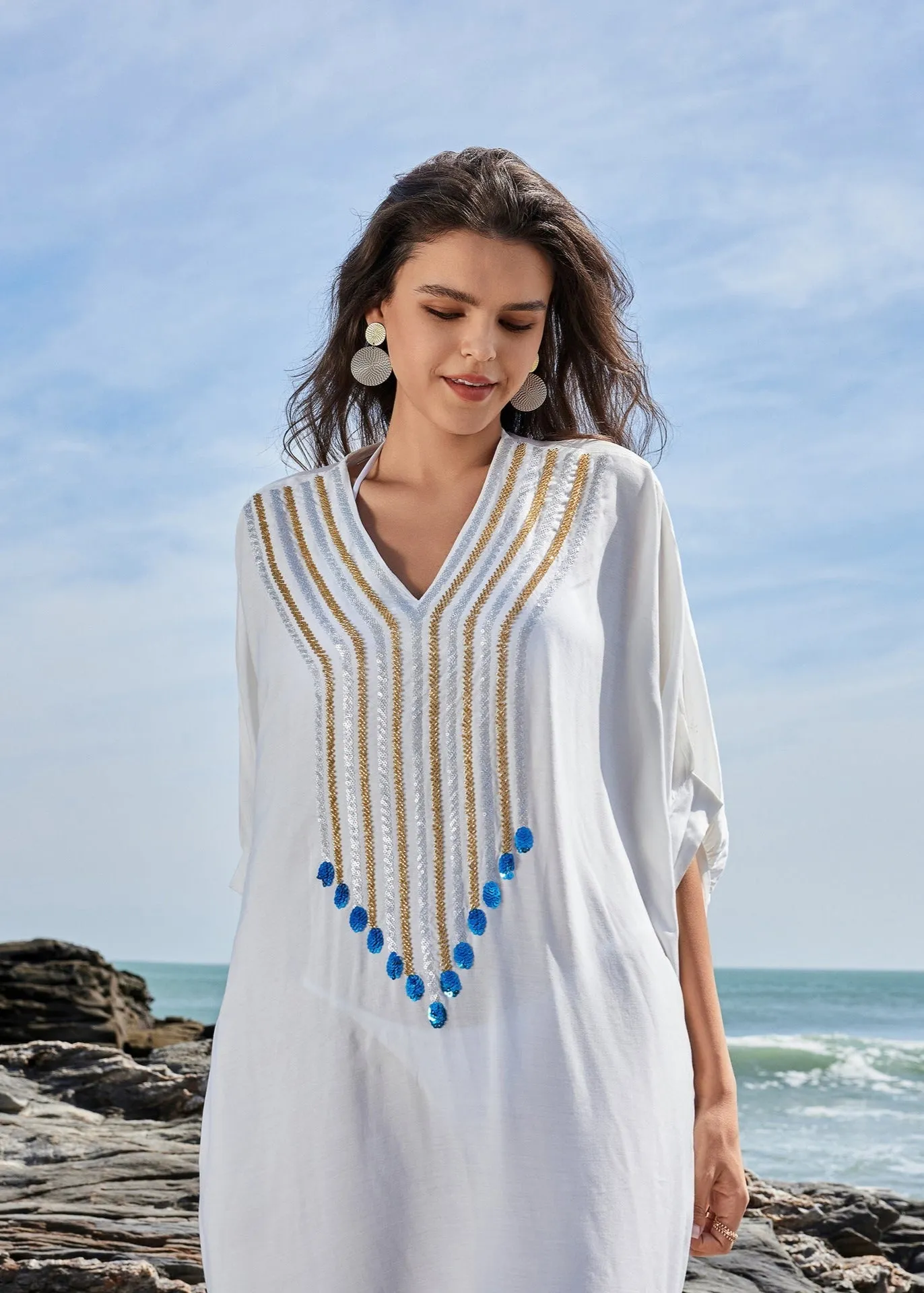 Ivyshape | Charm Embroidered Kaftan Maxi Dress