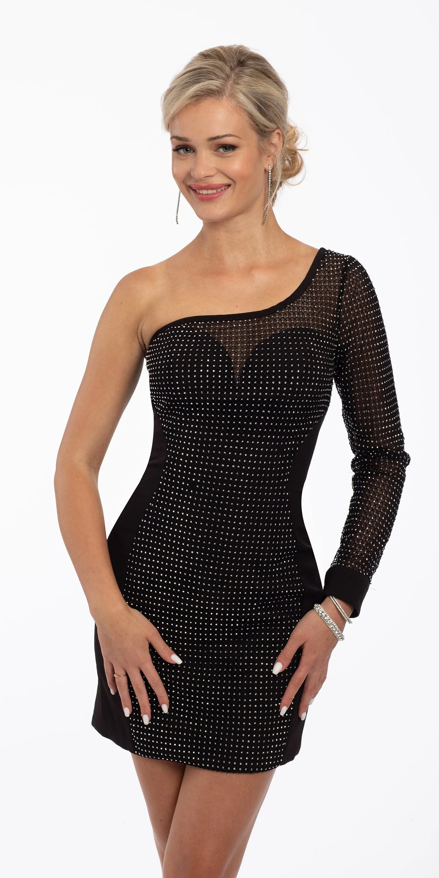 Jersey One Shoulder Dress with Grommets