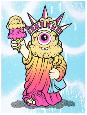 Liberty V2 Error Blue Silkscreen Print by Buff Monster