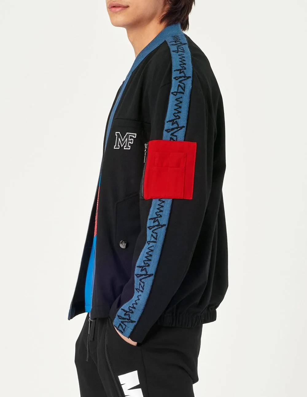 Men Zipped Baseball Jacket