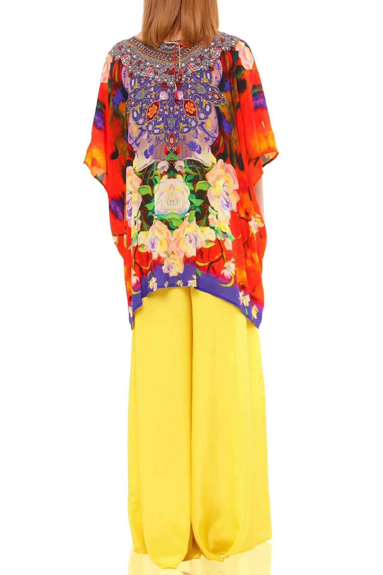 Multi-wear V Neck Red caftan Tops