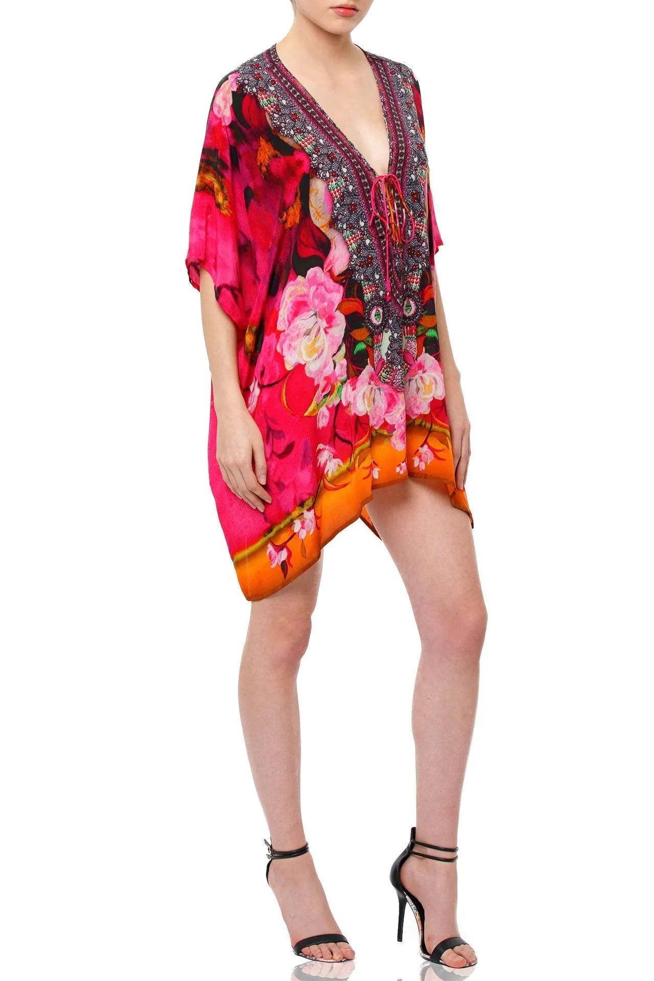 Red Kaftan Tops printed