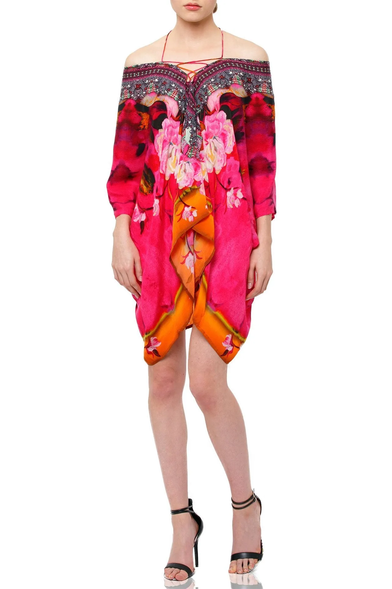 Red Kaftan Tops printed