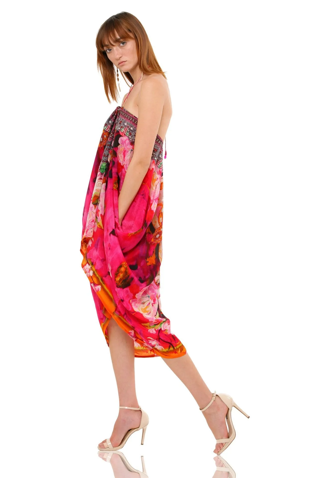 Red Kaftan Tops printed