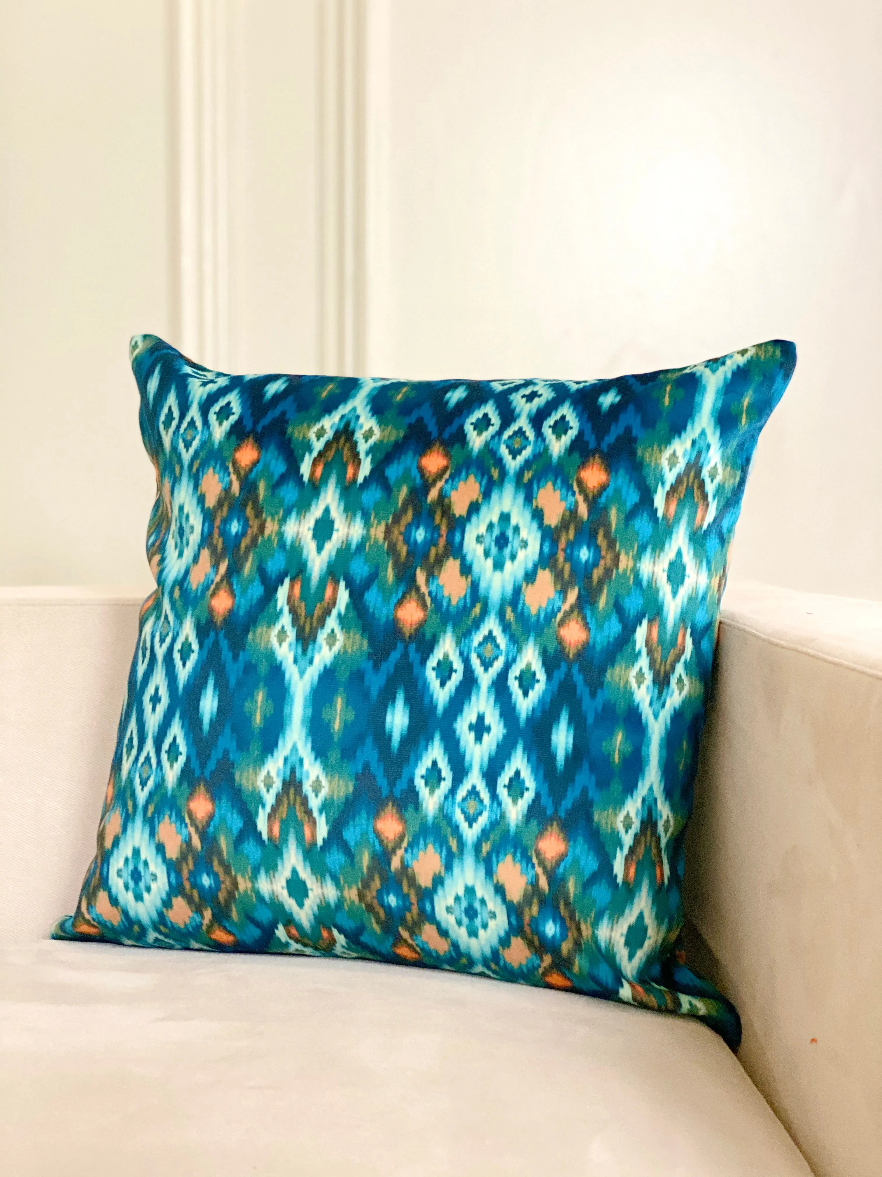 Velvet Diamond Peacock Square Pillow Cover