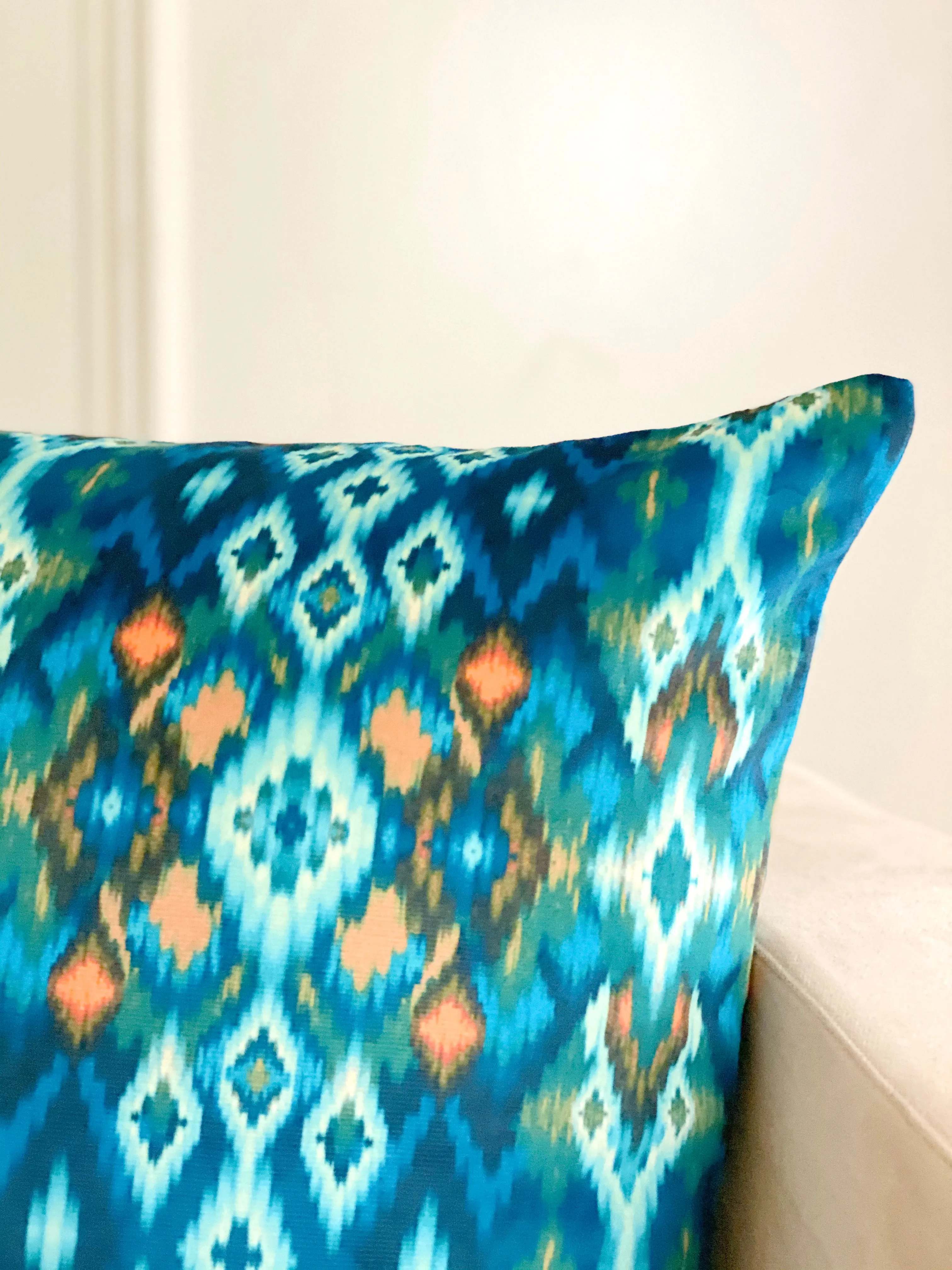 Velvet Diamond Peacock Square Pillow Cover