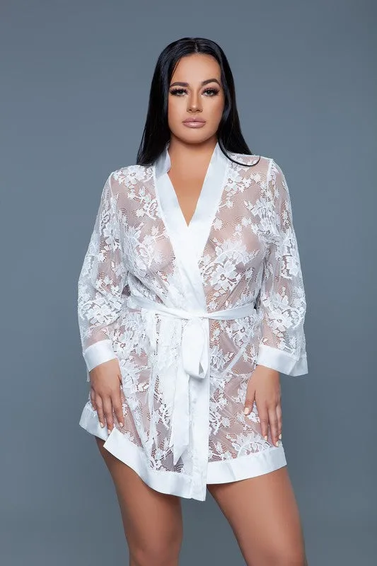 Womens Lingerie Delia Robe in White