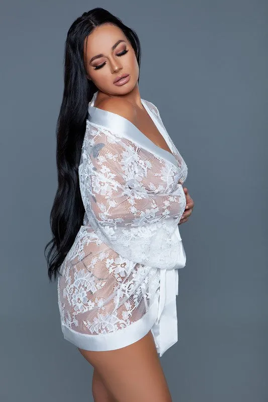Womens Lingerie Delia Robe in White