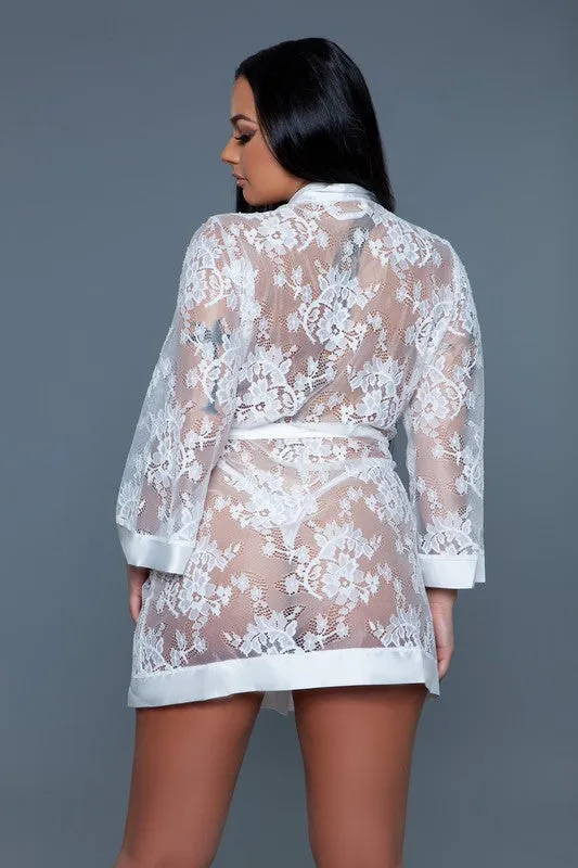 Womens Lingerie Delia Robe in White